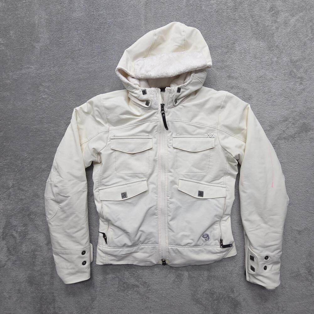 Mountain Hardwear Jacket Womens S WHITE Hooded Quilted Insulated Lined
